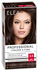 3.4 Темный каштан Стойкая крем-краска для волос ELEA Professional Color & Carel 3.4 Темный каштан Стойкая крем-краска для волос ELEA Professional Color & Carel